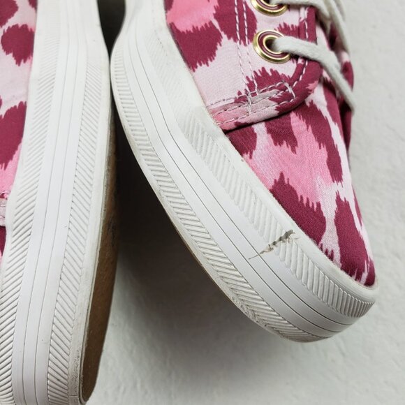Keds x Kate Spade Kickstart Sneaker Womens 7.5 Pink Satin Leopard Print Shoe - Picture 8 of 15
